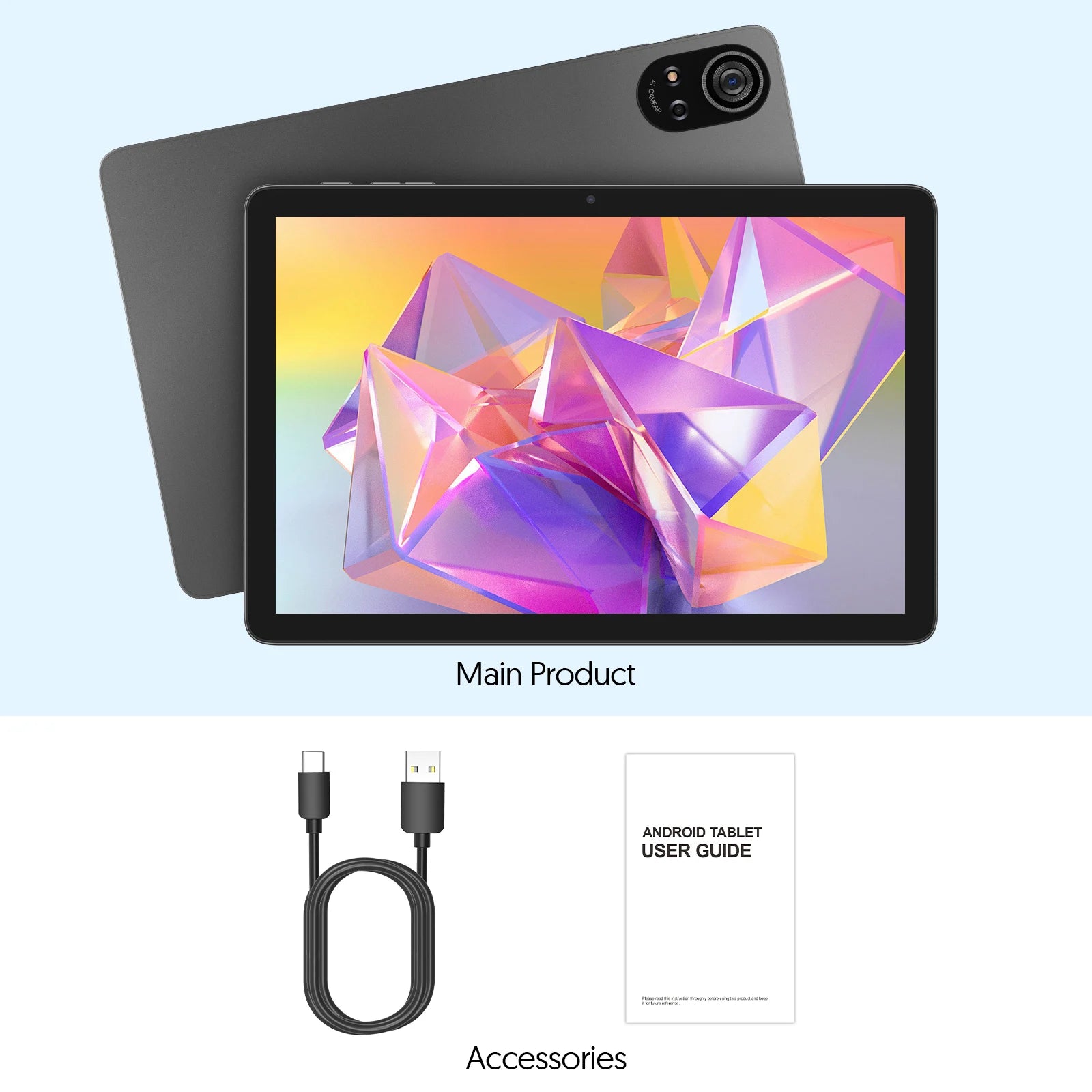 BAKEN tableta Android 15 de 10 pulgadas, procesador penta-core A333, 24GB (6GB + 18GB de expansión) RAM + 128GB ROM, 5G WiFi, 8000mAh