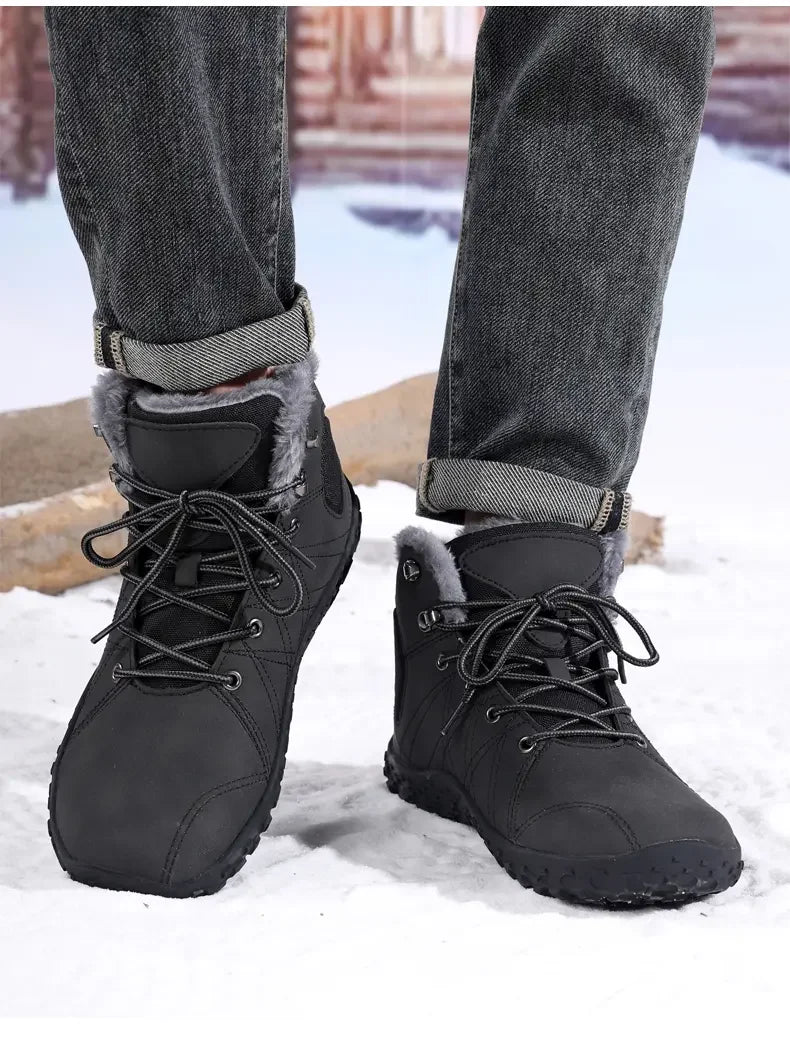 Botas de senderismo cálidas para hombre con forro polar y suela antideslizante