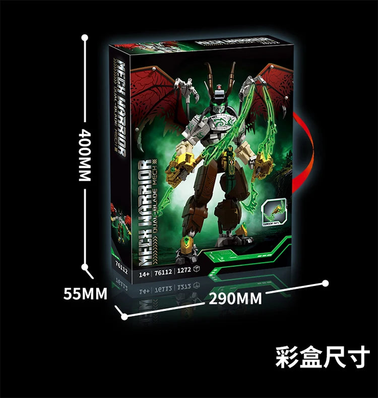 Bloques de Construcción 76112, Robot Mech Warrior, Alas Rojas, Cuchilla Verde, Modelo Dim-Blade, Kit de Bloques de Construcción, Juguete para Adultos y Niños, Regalos