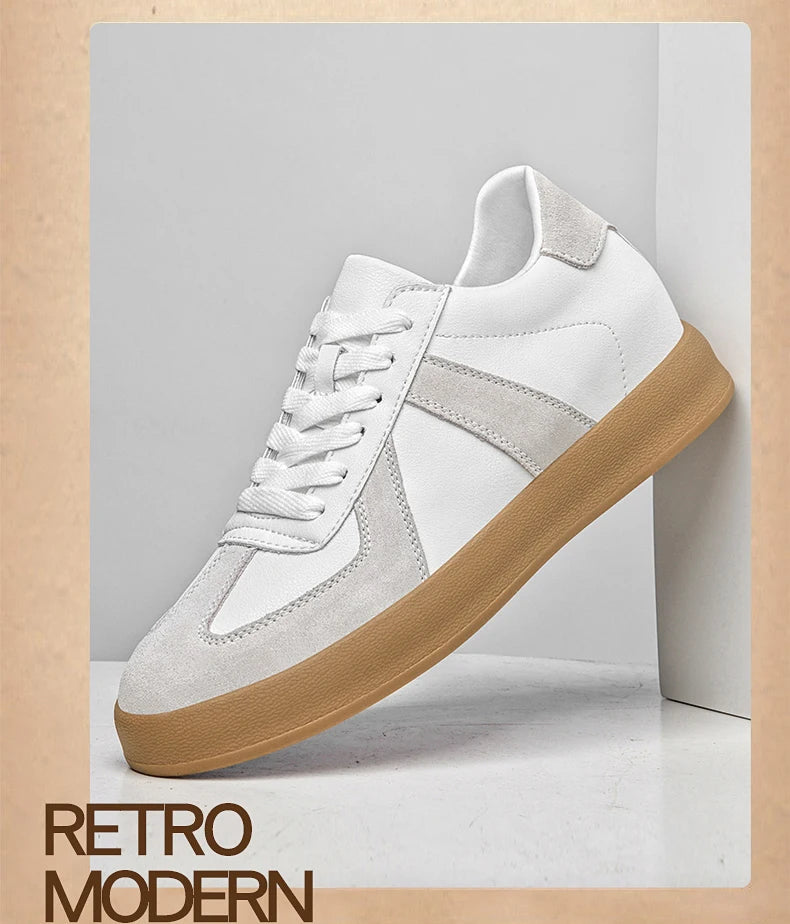 Zapatos invisibles con aumento de altura, zapatos de entrenamiento moral de 8cm, zapatillas informales transpirables de verano con aumento de altura interior para hombre, zapatos Forrest Gump versátiles Retro de cuero genuin