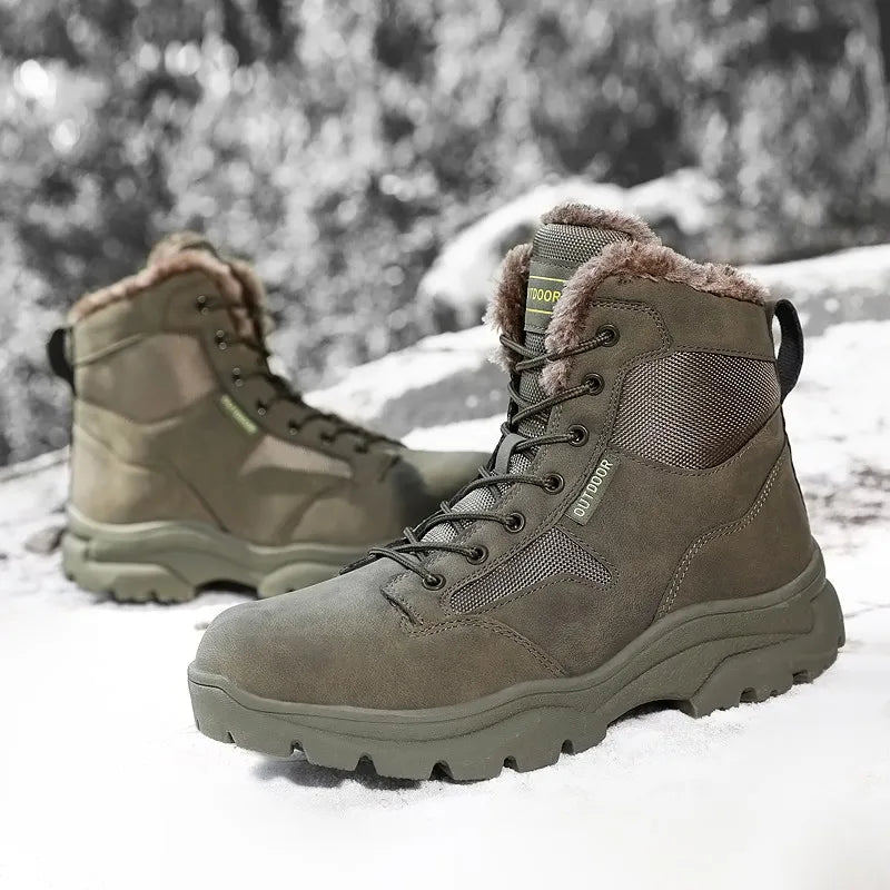 Botas de nieve para hombre forradas de piel, cálidas y antideslizantes