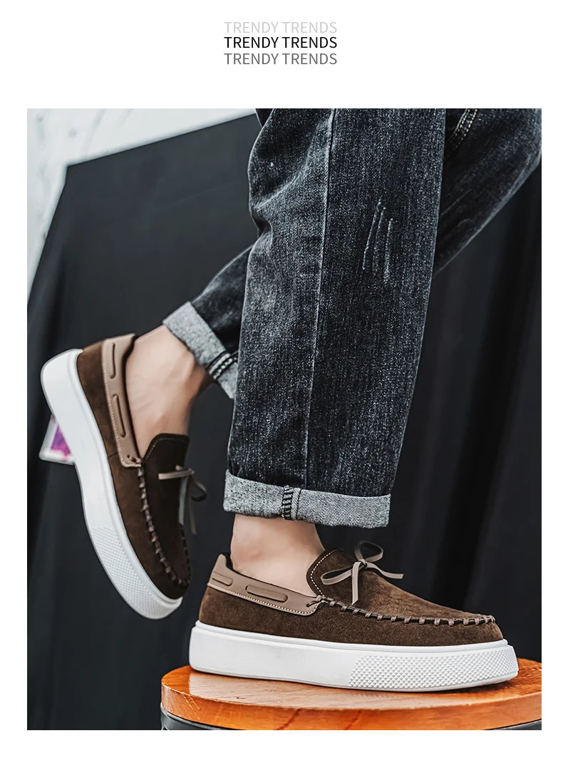 Mocasines casuales de estilo británico para hombre, cuero transpirable, antideslizantes