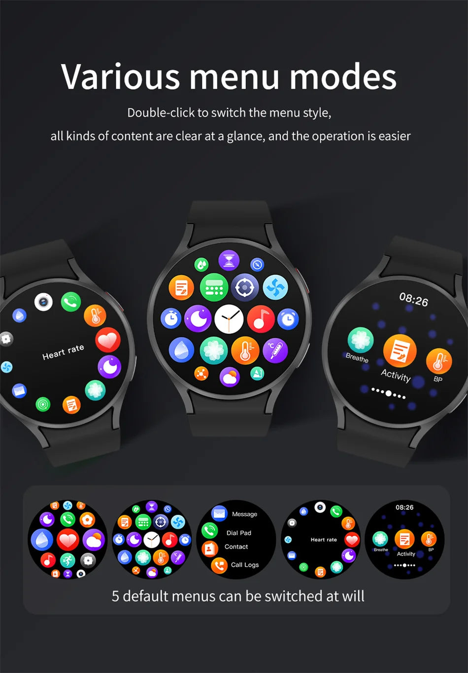 Reloj inteligente con seguimiento GPS para hombres y mujeres, reloj inteligente deportivo con frecuencia cardíaca, Bluetooth, llamada, NFC, IP68, resistente al agua, brújula, Smartwatch 7 Mini
