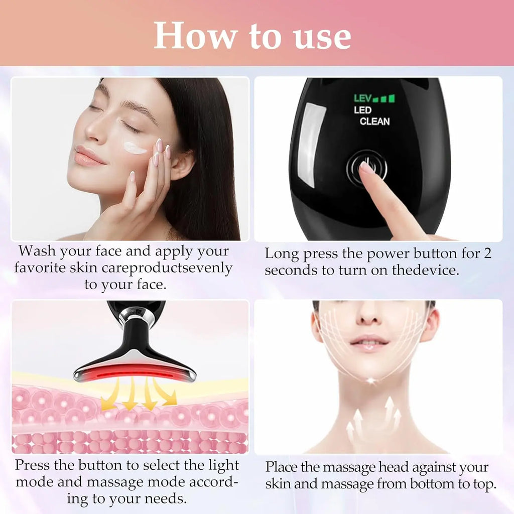 Masajeador Facial antiarrugas de 7 colores, dispositivo de belleza para el cuello y la cara, dispositivo de Estiramiento Facial para apretar la piel, herramienta para el cuidado de la piel de doble barbilla
