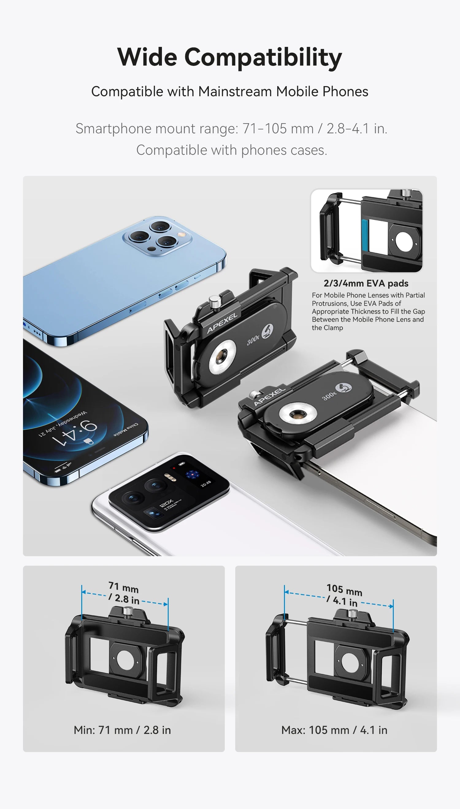 Lente Microscopio 300X para Celular con Luz LED APEXEL