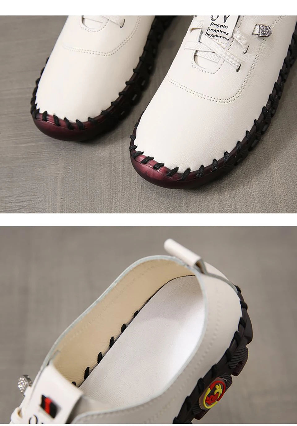 Zapatillas de deporte para Mujer, mocasines con cordones de cuero, planos, informales, cómodos, para mamá, para Mujer