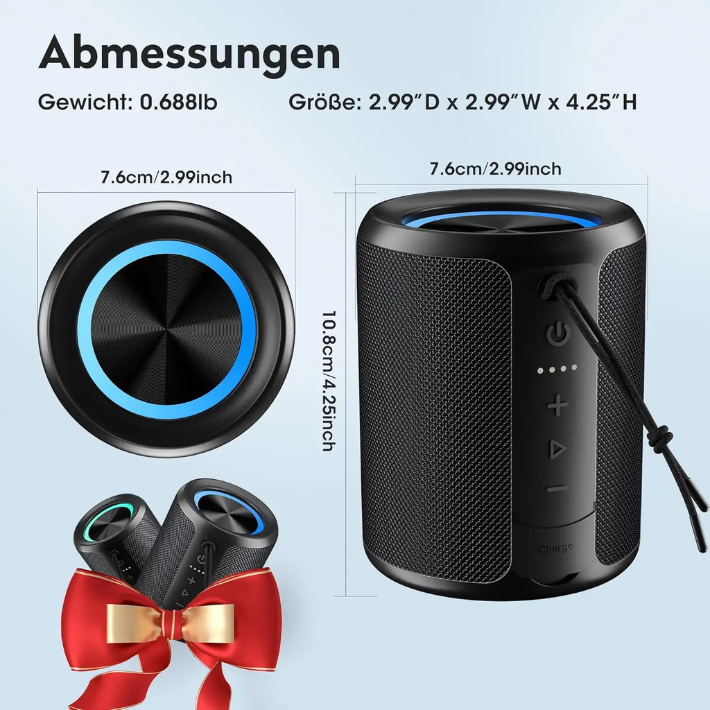 OHYAO X2 Mini Altavoz Bluetooth con Volumen Más Alto y Bajos Mejorados, IPX7 Impermeable, Inalámbrico, Bluetooth 5.3, Caja de Música Portátil