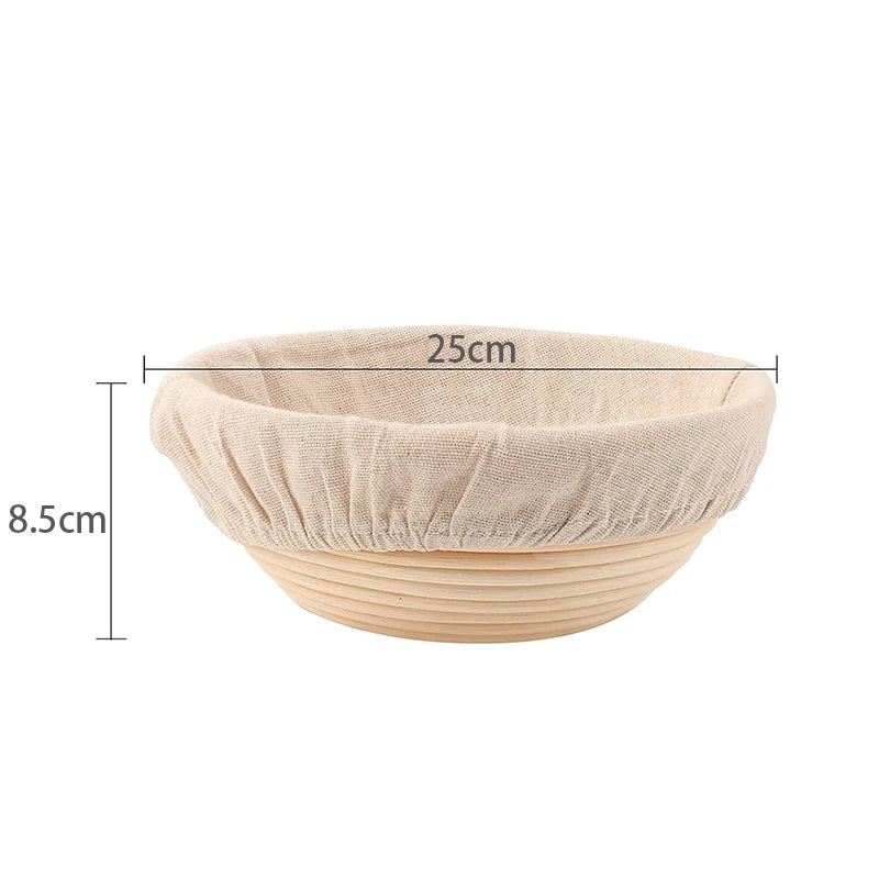 Cesta de mimbre para pan con forro de lino