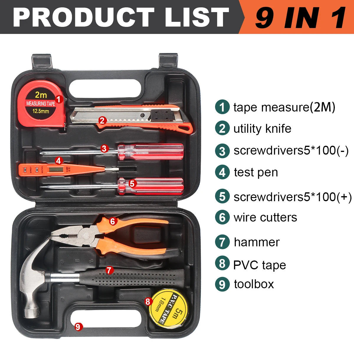 Kit de Herramientas Manuales con Caja de Almacenamiento