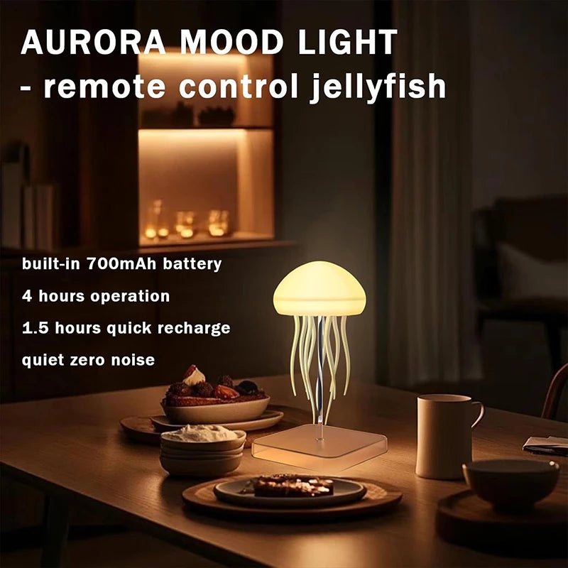 Lámpara LED de medusas con 9 tentáculos, 2 modos de trabajo, batería de larga duración, efectos de luz degradados de color con control remoto