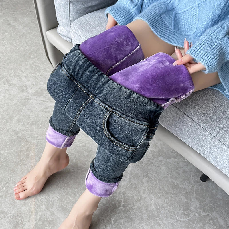 Pantalones Vaqueros de Invierno con Forro de Lana para Mujer