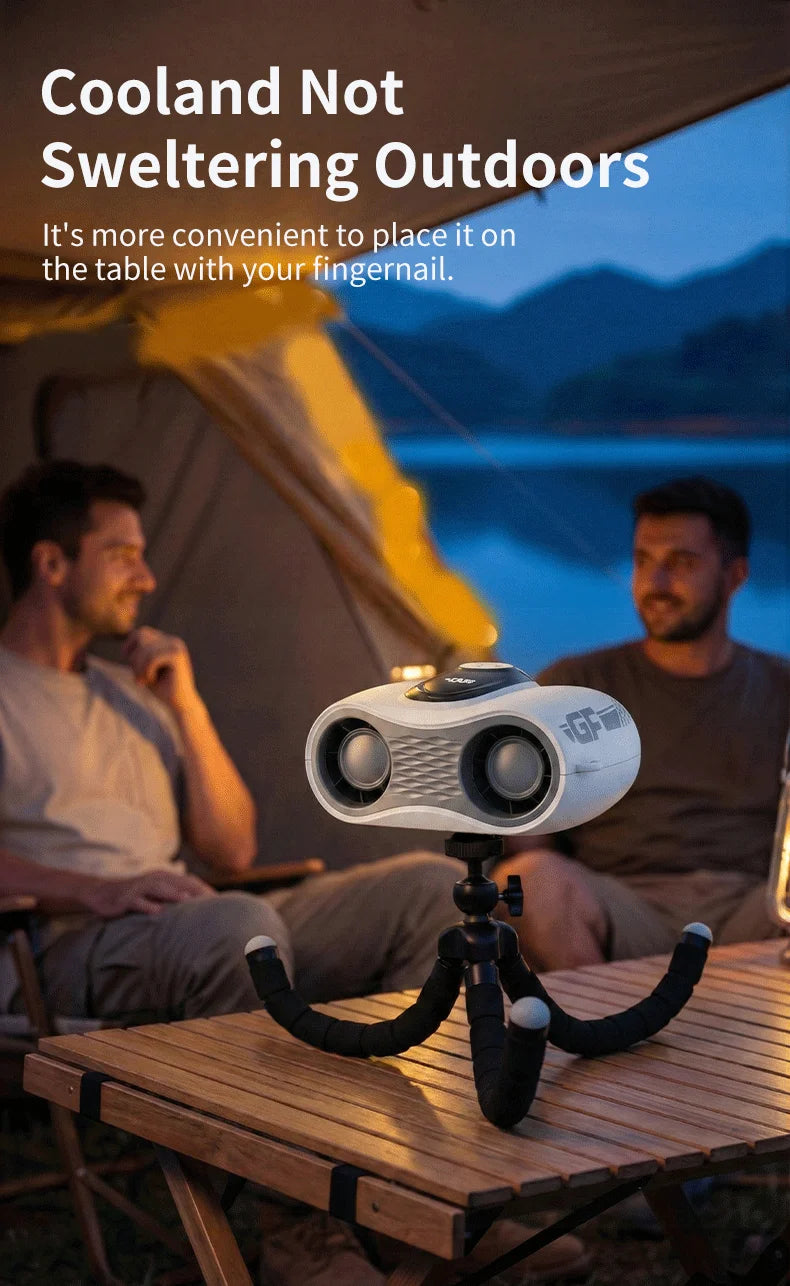 Ventilador Portátil de Cintura, Ventilador de Cuello y Cintura con Doble Flujo de Aire y Pantalla LED de Batería, Mini Ventilador de Mano para Exteriores/Construcción/Escritorio