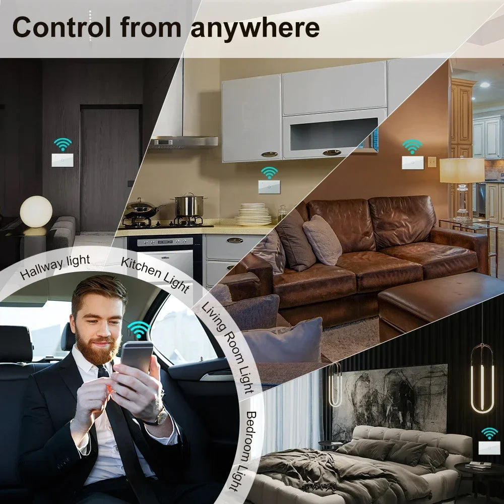 Interruptor táctil inteligente WiFi Tuya/Smart Life para lámparas, 220V-240V, 1-3 vías
