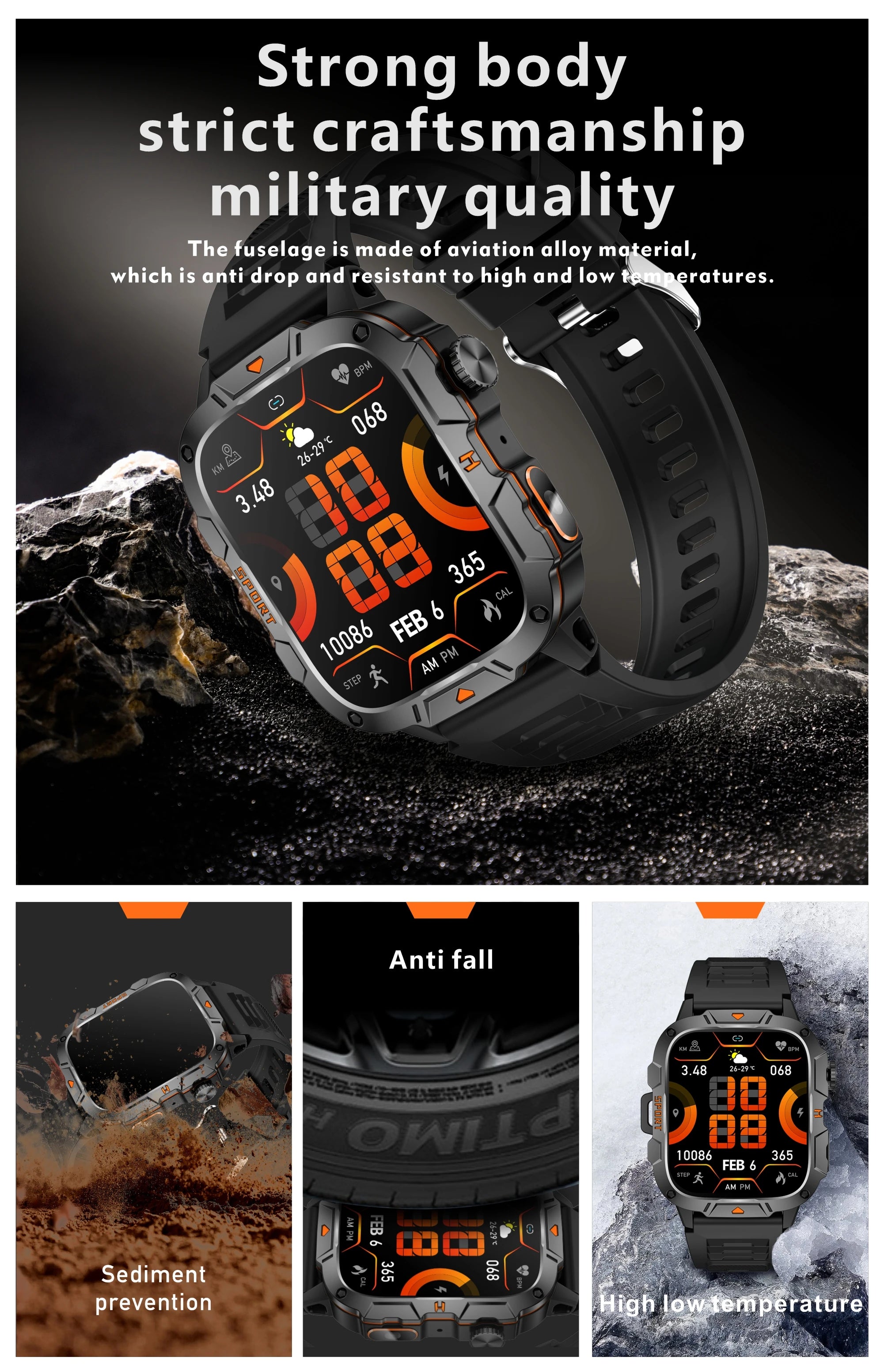 Reloj Inteligente de Grado Militar 2025, Pantalla AMOLED de 1.96 Pulgadas, Resistente al Agua 5ATM, Reloj Inteligente Deportivo con Llamadas Bluetooth