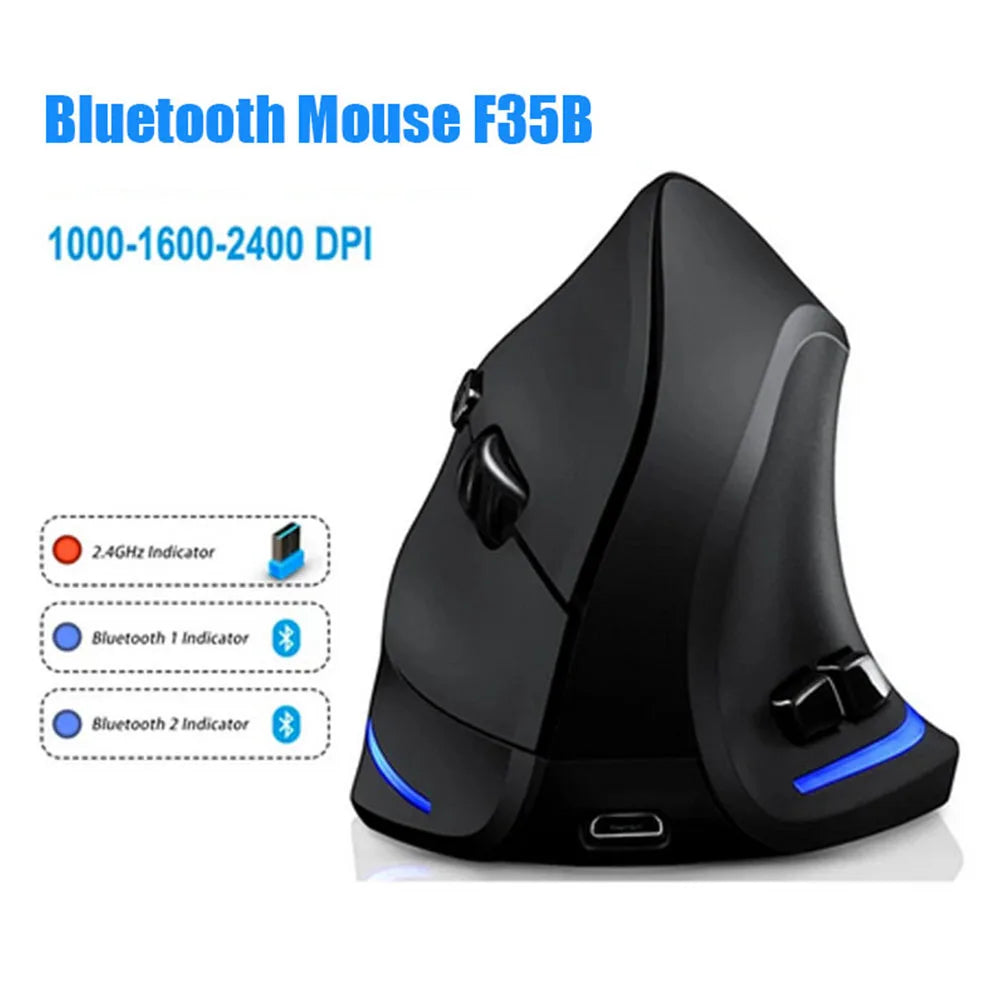 Ratón Inalámbrico Ergonómico Lefon 2.4G, Ratón Vertical Recargable para Juegos, para PC, Portátil, MacOS, Oficina, Modelo F35C/F35B/F35