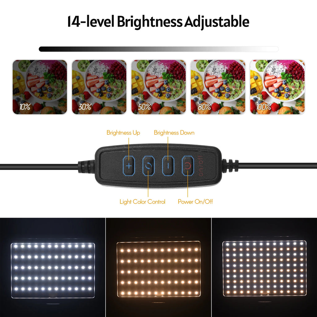 Andoer-Kit de iluminación LED para vídeo, iluminación de fotografía, 3200K-5500K, de 148cm de altura con trípode, soporte de 5 filtros de piezas para transmisión en vivo, 2 piezas