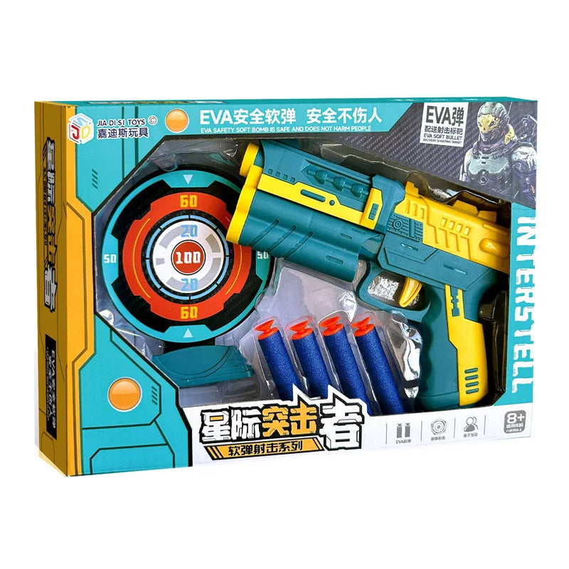 Juego de Pistolas de Juguete con Balas de Espuma Seguras, Divertido Juego de Disparos en Interiores y Exteriores, Pistola de Juguete Interactiva para Practicar Tiro al Blanco, Regalo