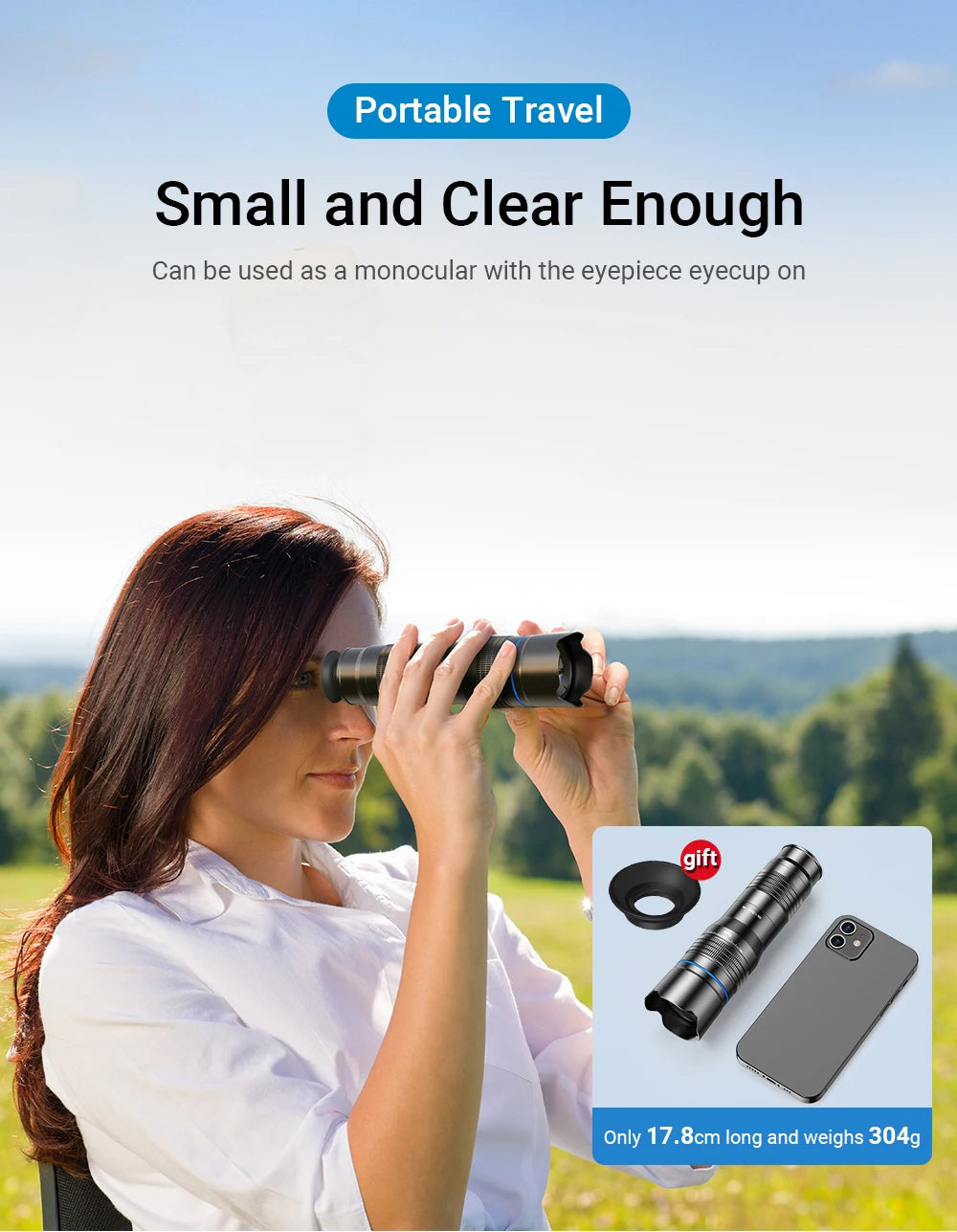 Lente Teleobjetivo APEXEL Zoom 20x-40x para Smartphones con Trípode