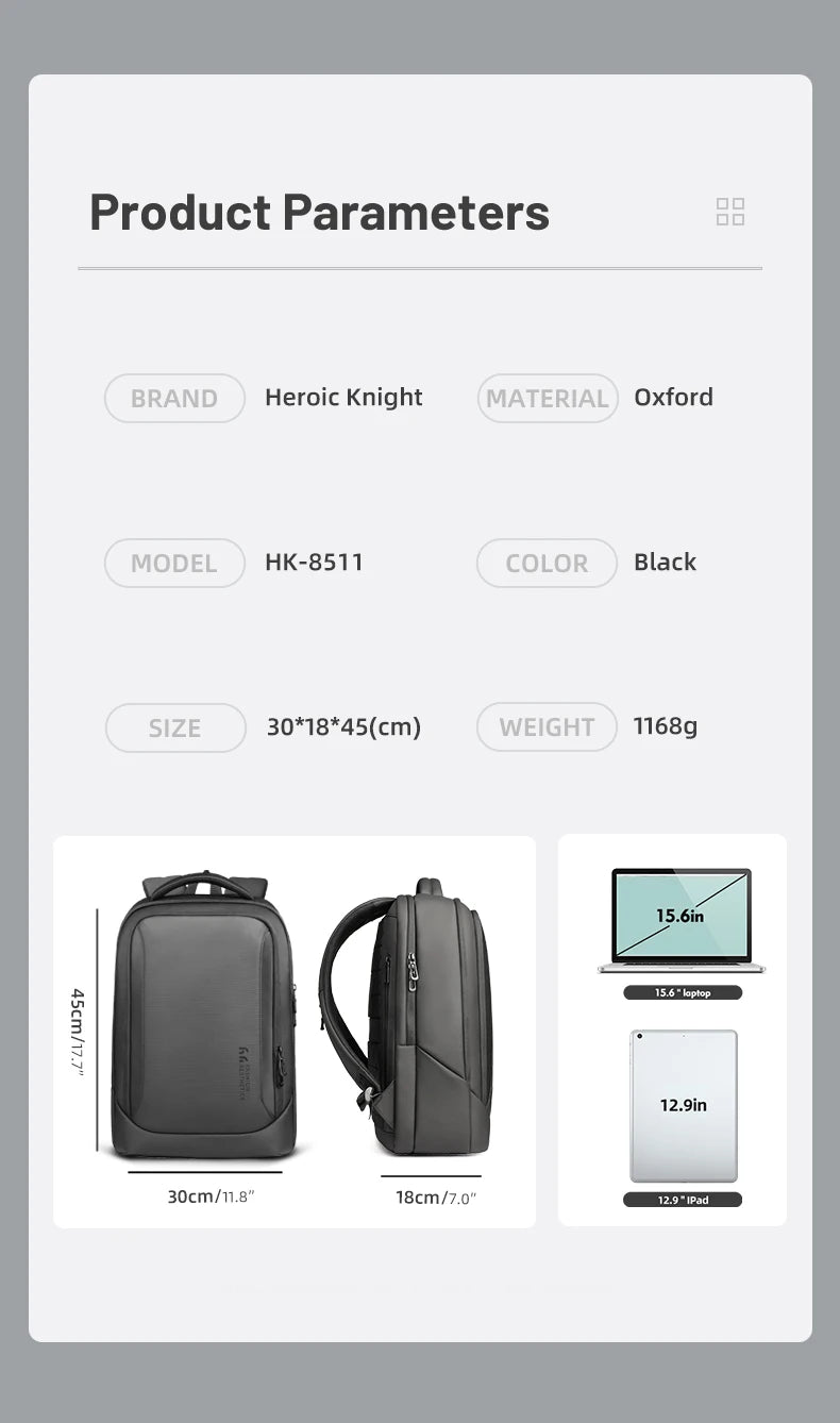 Mochila para Laptop con Puerto USB de Carga para Hombre