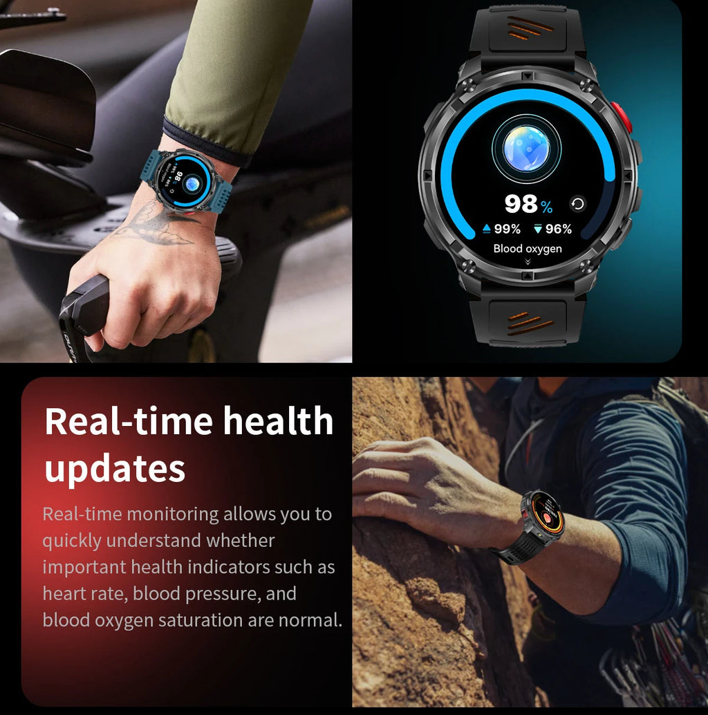 Reloj Inteligente AMOLED 1100mAh con Linterna LED, IP69 y Llamadas Bluetooth