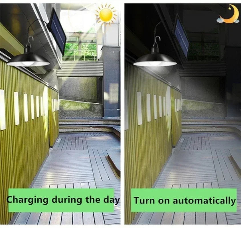 Lámpara colgante Solar de 2/1 cabezal, lámpara remota para exteriores, lámpara de jardín de energía impermeable, cobertizo de jardín interior, LED de Granero con control remoto