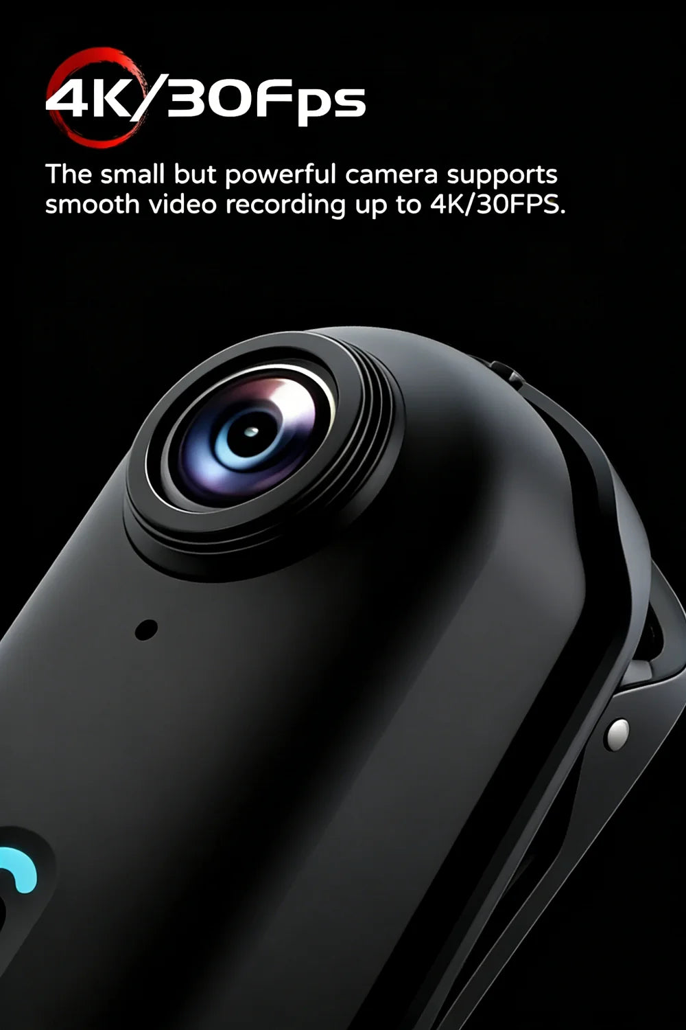 Mini cámara de acción 4K con estabilización EIS, WIFI y clip magnético giratorio