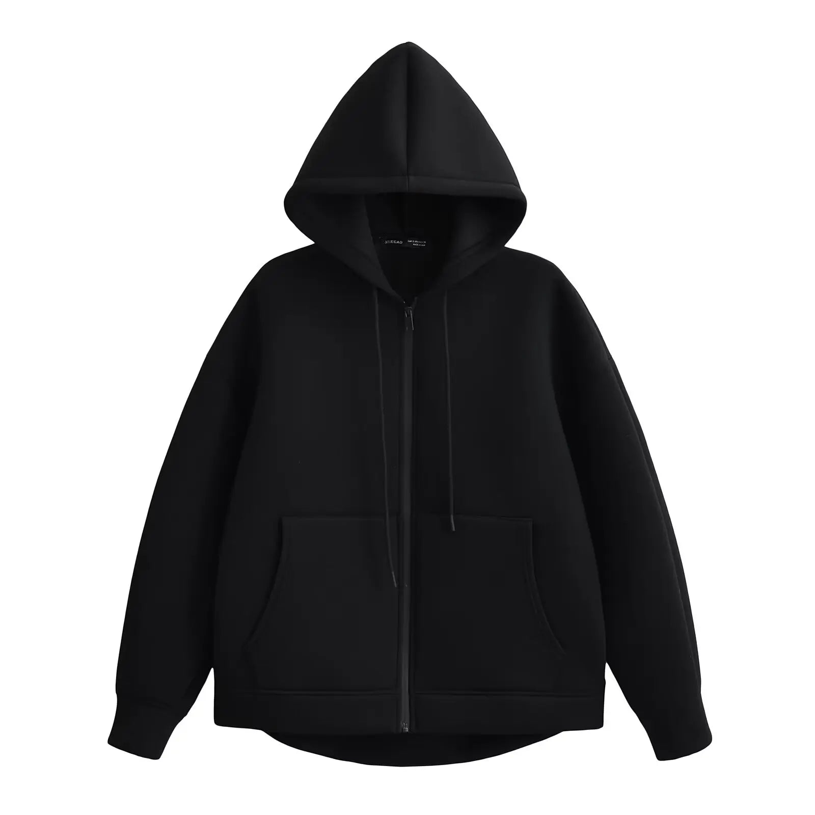 HH Otoño Invierno mujer cremallera Sudadera con capucha abrigo High Street bolsillos dobles chaqueta de gran tamaño sudaderas sueltas prendas de vestir exteriores Top