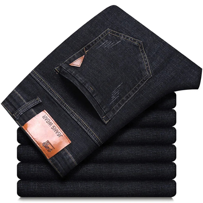 Pantalones Vaqueros Rectos para Hombre, Ajustados Elásticos, Negocios