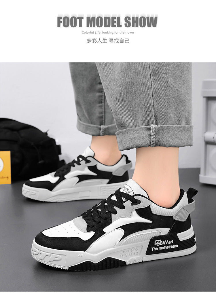 Zapatillas de deporte de otoño para hombre, zapatos de plataforma cómodos, zapatos vulcanizados con cordones de tendencia, Zapatillas informales blancas