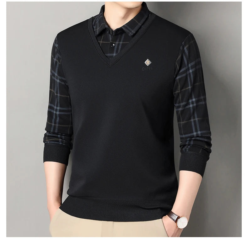 Suéter de Punto a Cuadros para Hombre | Cuello Cuadrado