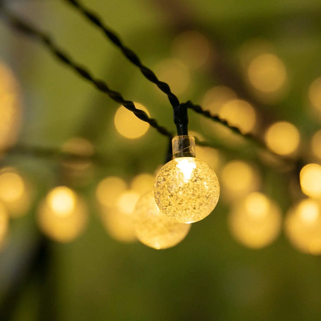 Guirnalda solar 200 LED globo de cristal impermeable para jardín