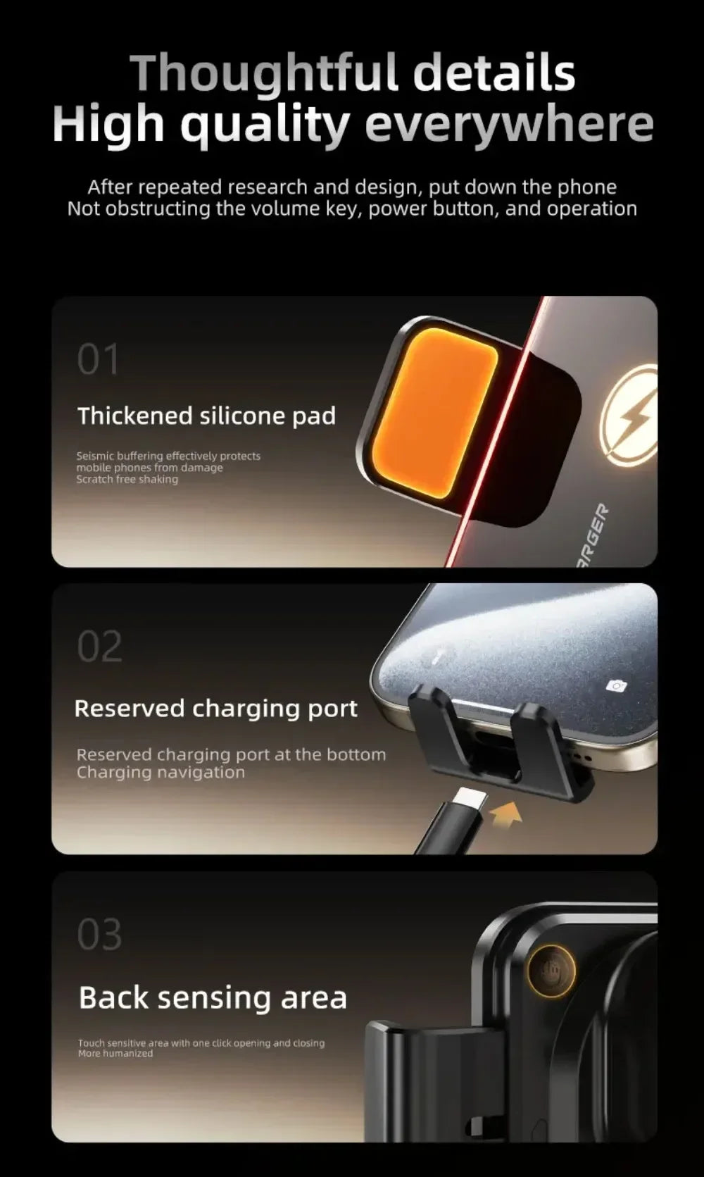 Mini Cargador Inalámbrico para Auto con Sensor Inteligente, Carga Rápida de 15W, Soporte para Teléfono con Ventilación de Aire para iPhone 17 16 15 14 13 12 Samsung