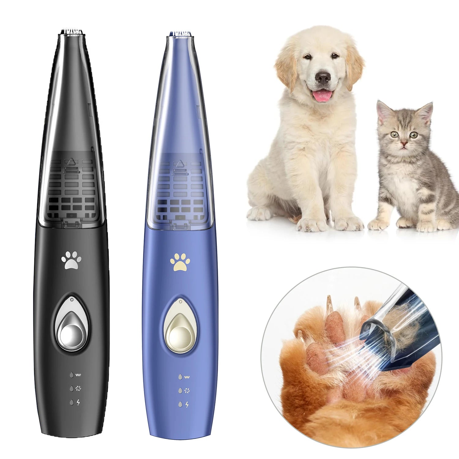 Recortador de patas para perros y gatos con succión al vacío, profesional, 2 modos, inalámbrico, eléctrico, para el cuidado de perros, cara de patas de gatos
