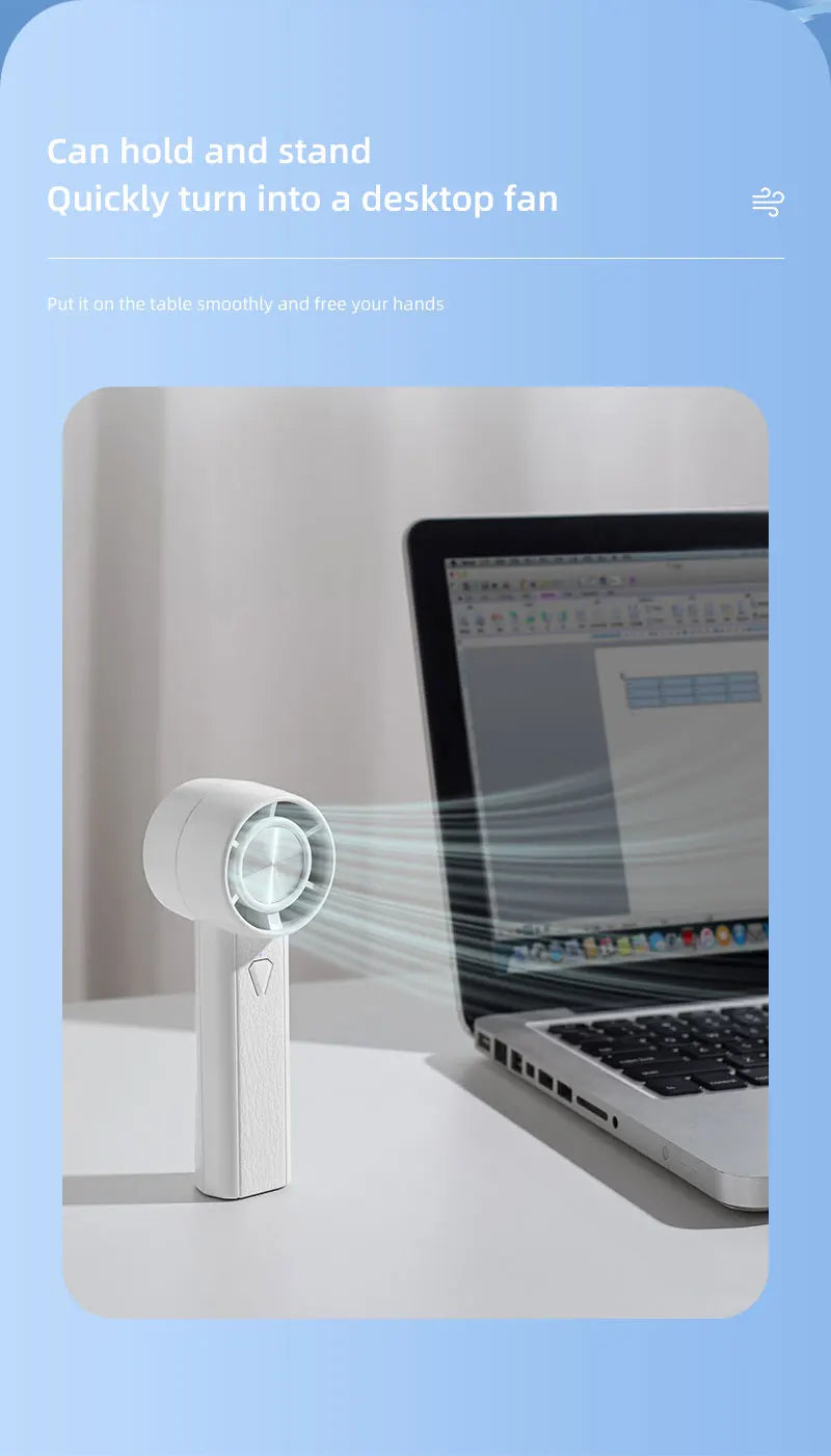 Ventilador portátil de mano, Mini ventilador de carga USB para el hogar de 1800mAh, carga USB de alta velocidad, ventilador de mano de refrigeración para acampar al aire libre