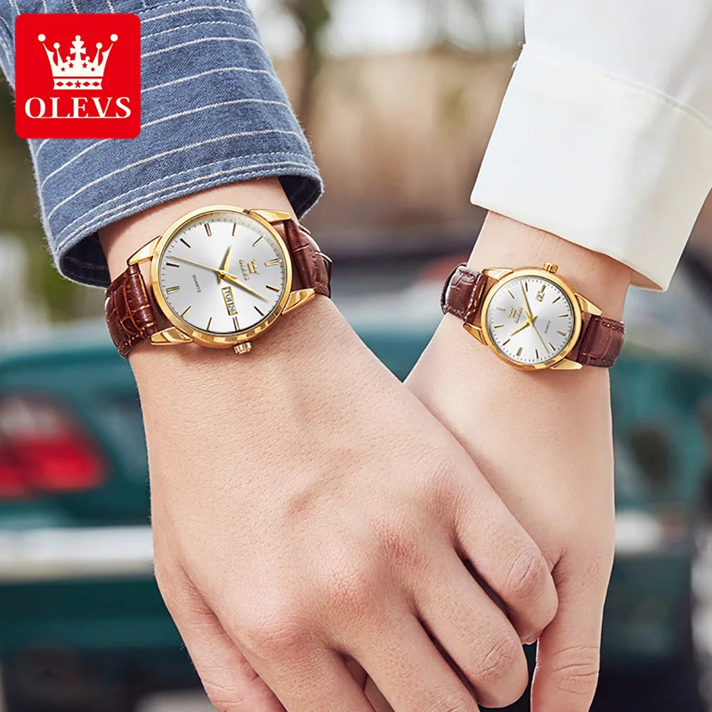 Reloj de Cuarzo OLEVS 6898 para Parejas con Calendario Luminoso