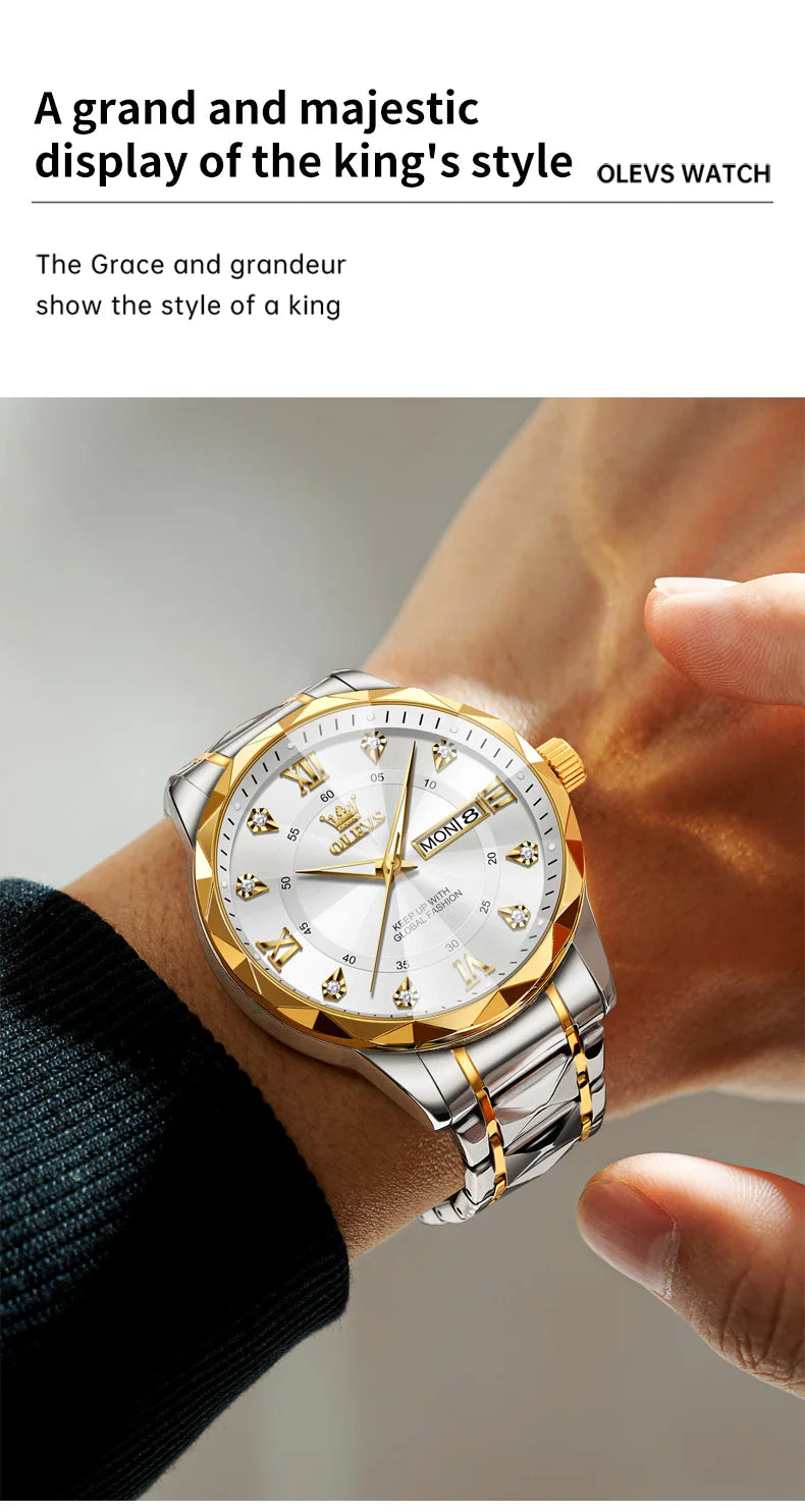 Reloj de Cuarzo OLEVS para Hombre con Calendario de Acero Inoxidable