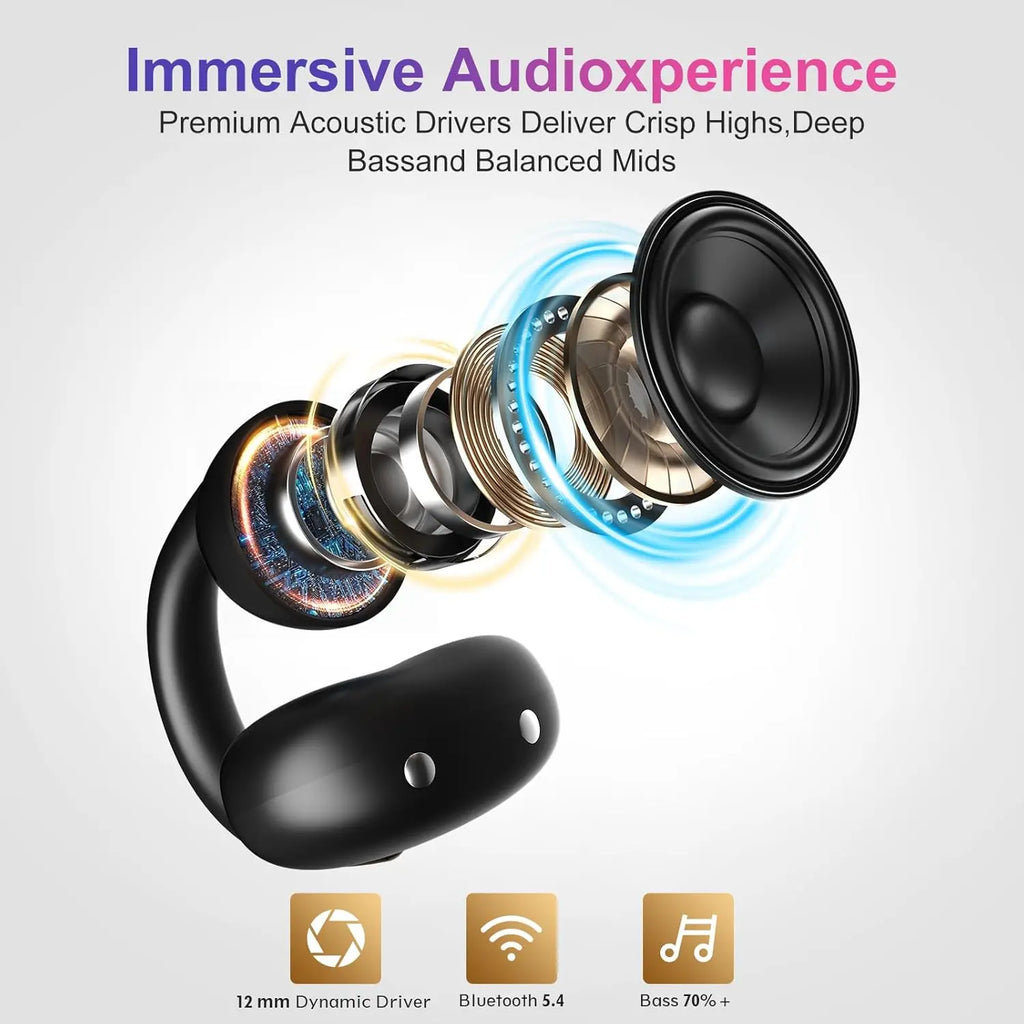 Ohayo A7 auriculares con Clip para la oreja auriculares inalámbricos Bluetooth 5,4 TWS auriculares abiertos con Clip impermeables con 4 micrófonos 40H de tiempo de reproducción