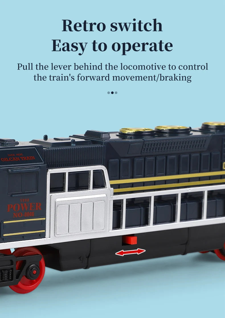 Tren Eléctrico de Juguete Vintage con Luces LED y Sonido para Niños