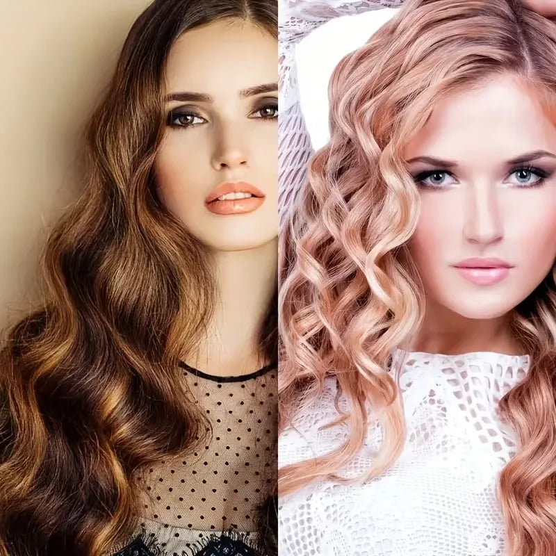 Set de 31 Piezas de Rizadores de Cabello sin Calor con 18 Rodillos Autoadherentes, 12 Pinzas y Gorro de Satén para Ondas Naturales Durante la Noche