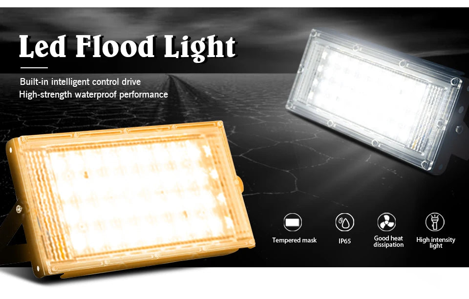 Reflector LED 50W/100W IP65 Impermeable para Jardín, Garaje y Exteriores x4
