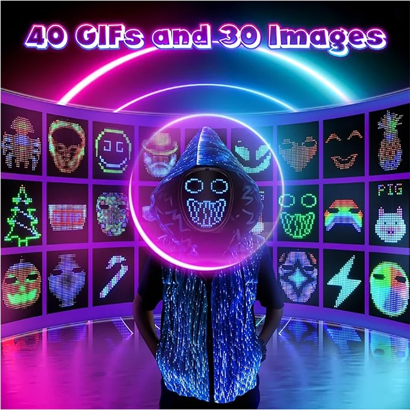 Máscara LED para niños con detección de gestos, máscara iluminada para niños para Halloween, Navidad, disfraz, fiesta de cumpleaños