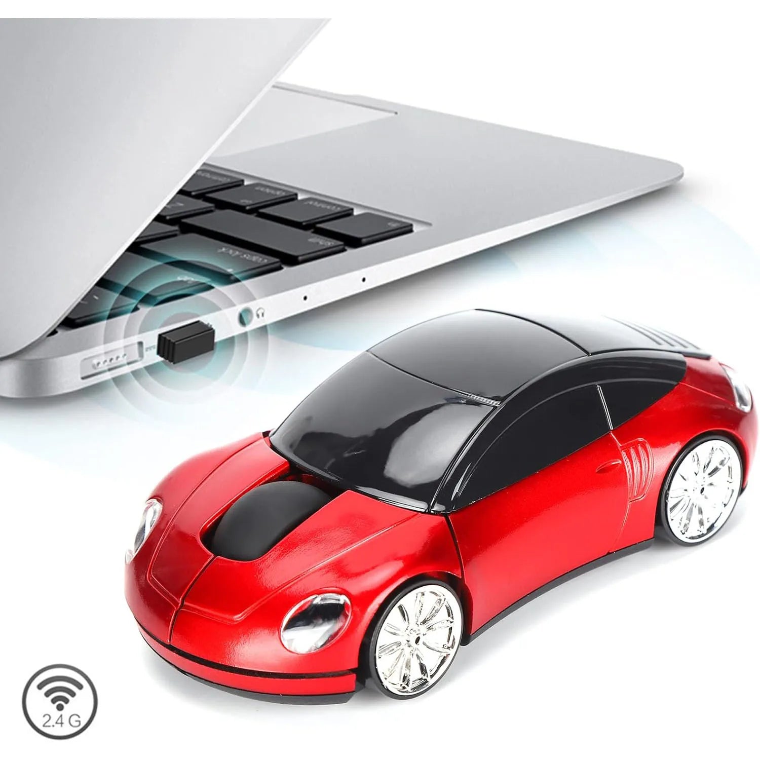 Ratón inalámbrico de 2,4G para coche, periférico óptico ergonómico con receptor USB para PC y oficina