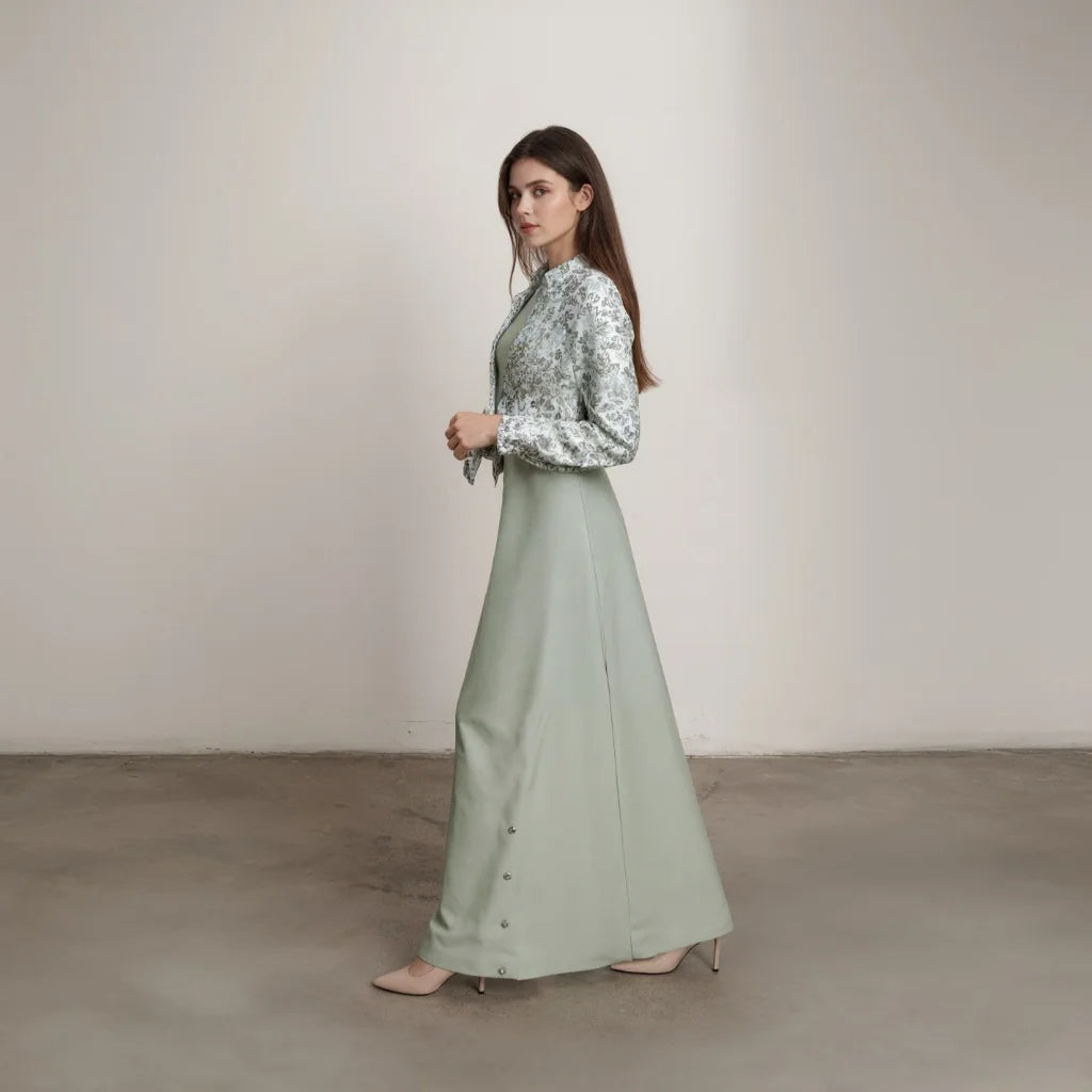 Conjunto de camisa y vestido de lino y algodón para mujer, estampado de moda con bolsillo, colección de vestidos de alta calidad, conjunto elegante de 2 piezas para otoño