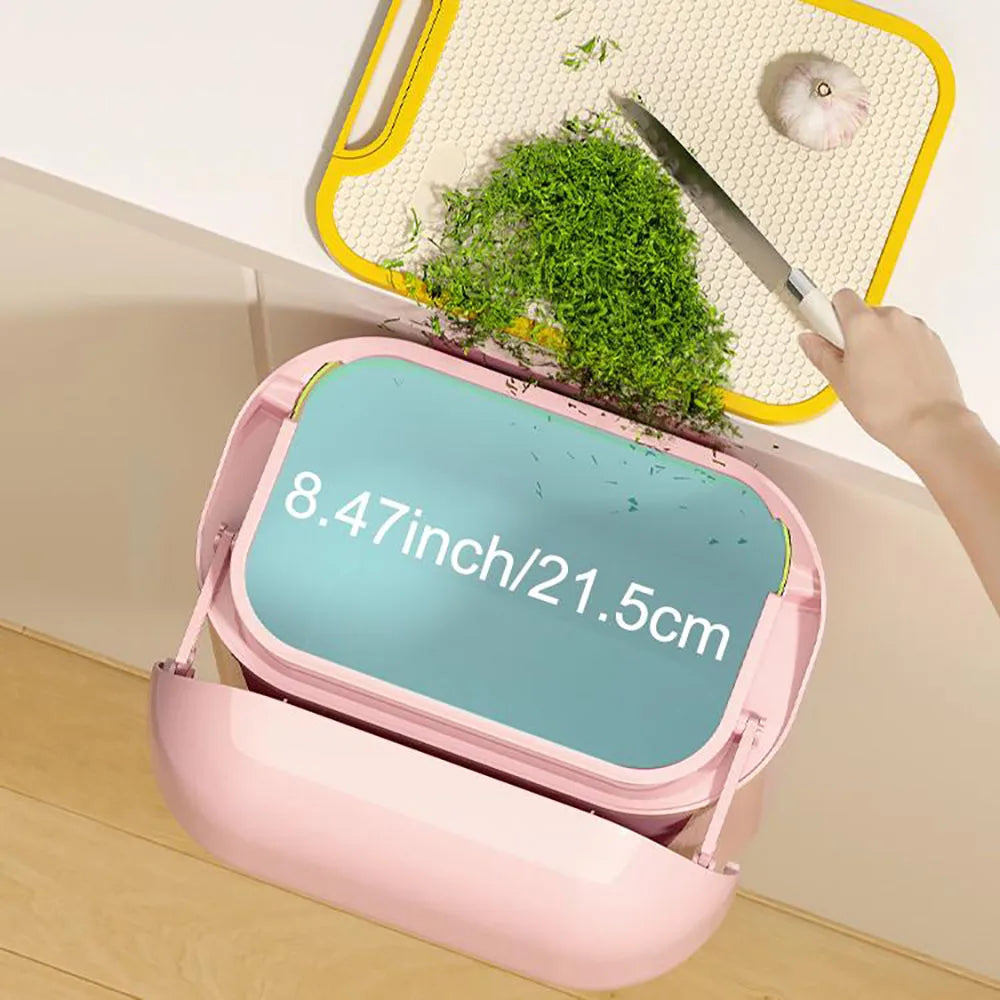 Cubo de abono de cocina para encimera o debajo del fregadero, cubo de basura colgante de plástico con tapa, cubo de basura montado en la pared para baño,