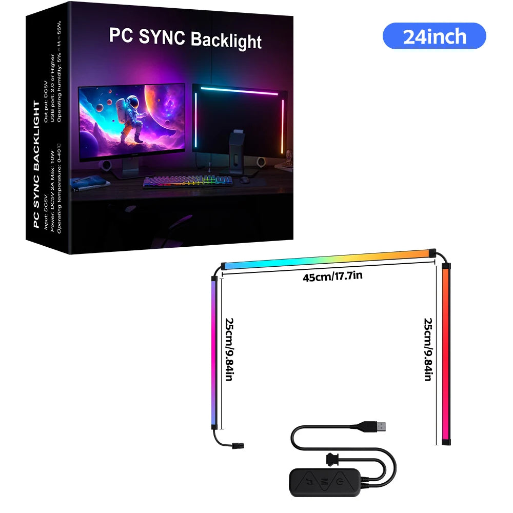 Tira de luces RGB para videojuegos, Monitor con retroiluminación, pantalla LED, sincronización de PC, pantalla de ambiente, aplicación, sincronización de música, decoración, sala de juegos, fiesta