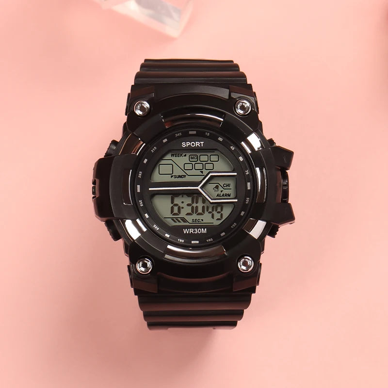 Relojes de moda para niños, reloj de pulsera electrónico multifuncional para niños y niñas, calendario con alarma luminosa resistente al agua para estudiantes
