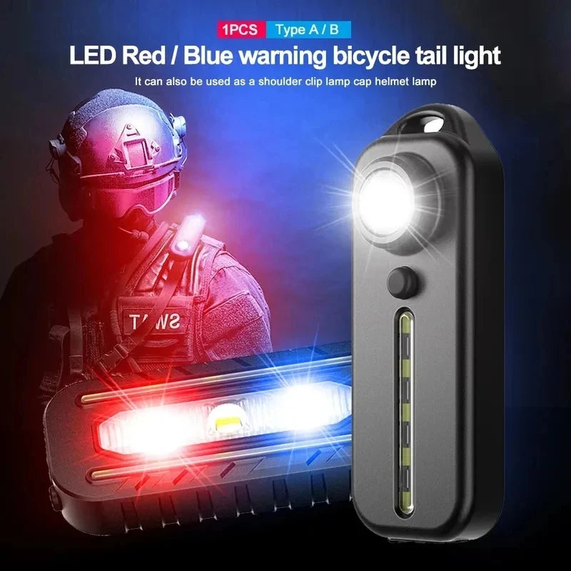 Mini Linterna LED USB Recargable para Bicicleta con Luz Trasera y Llavero