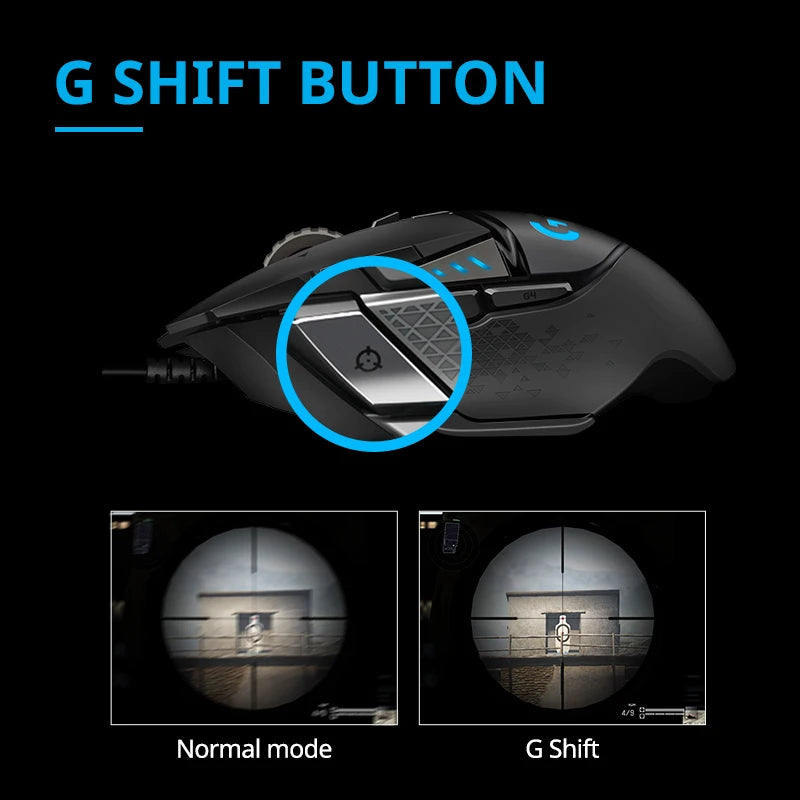 Logitech G502 HERO Ratón para juegos con cable de alto rendimiento, sensor HERO 25K, 25,600 DPI, RGB, pesas ajustables, 11 programables