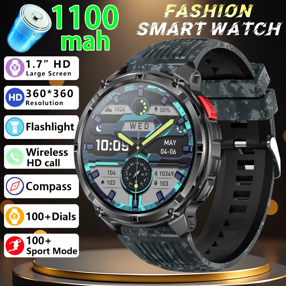 Reloj Inteligente HT33 con Linterna LED, Batería 1100mAh y Llamadas Bluetooth