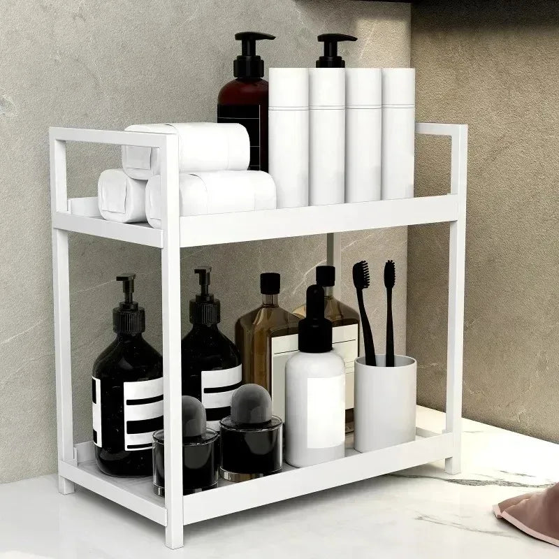 Estante organizador de escritorio de doble nivel para cosméticos